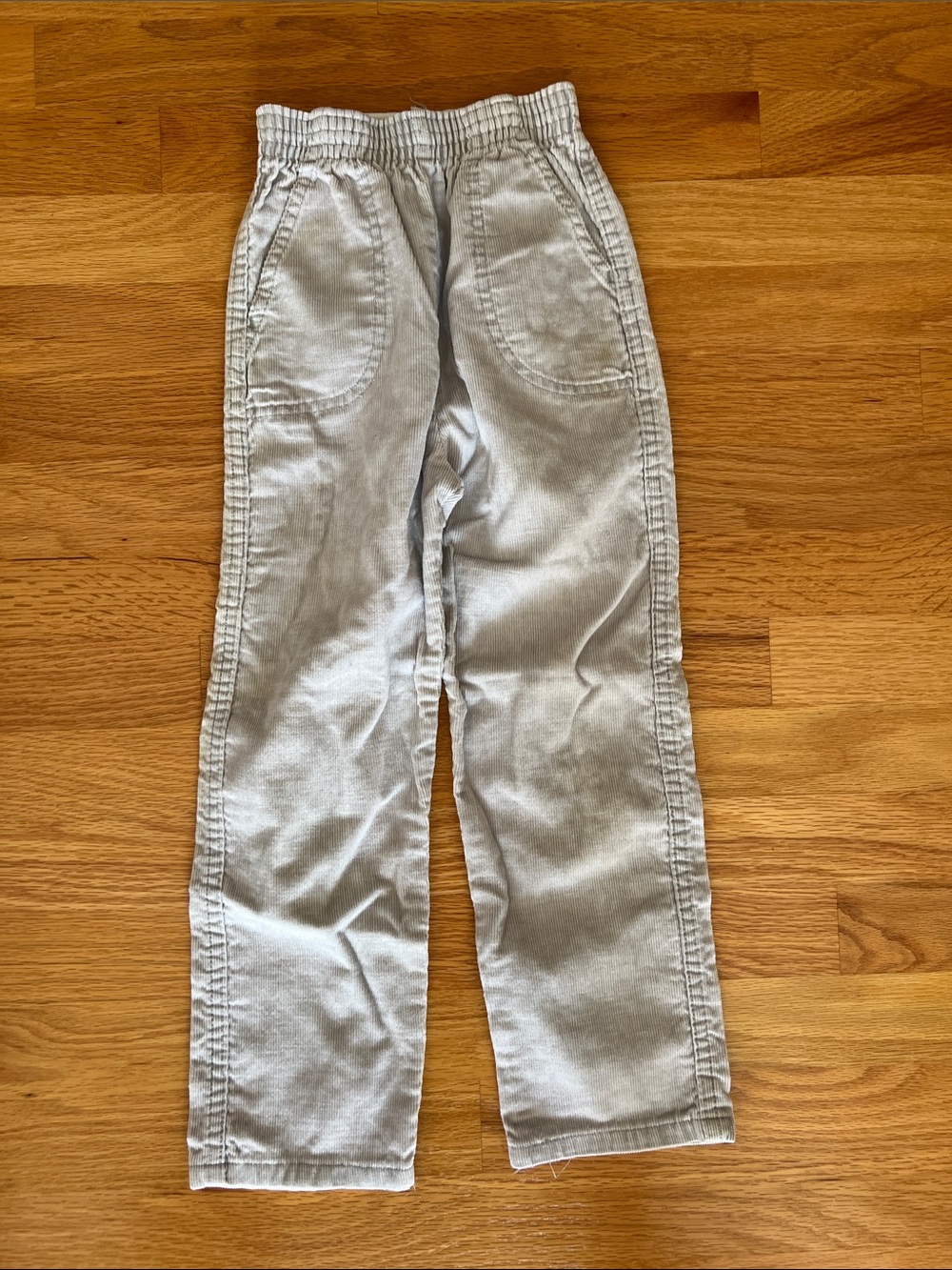 Vintage Light Gray Casual Elastic-Waist Pants corduroy youth 6x